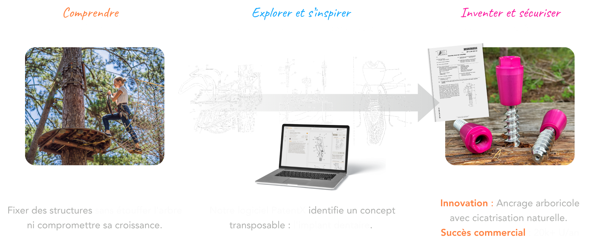 Uniclou : de l'accrobranche à l'implant arboricole — cas client Design to Patent