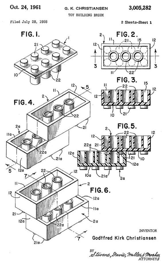 Dessin de brevet — exemple de brique LEGO