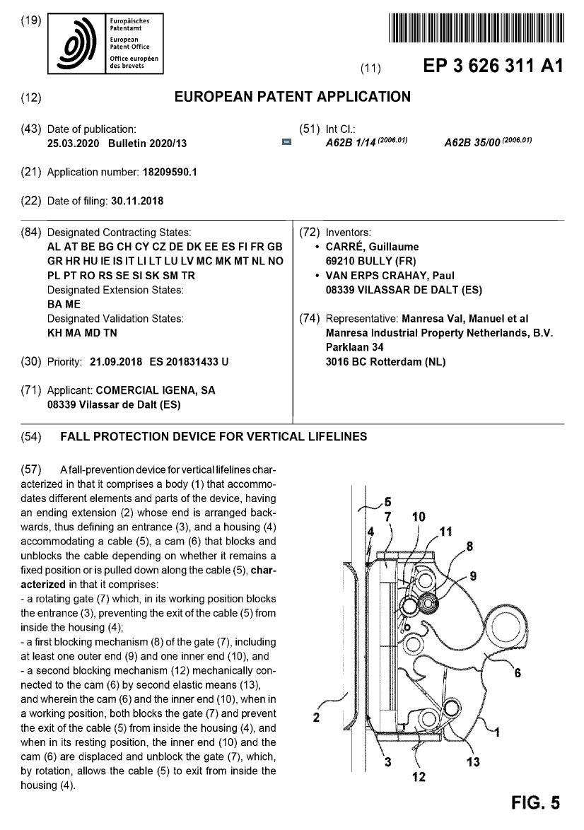 Publication du brevet européen EP 3 626 311