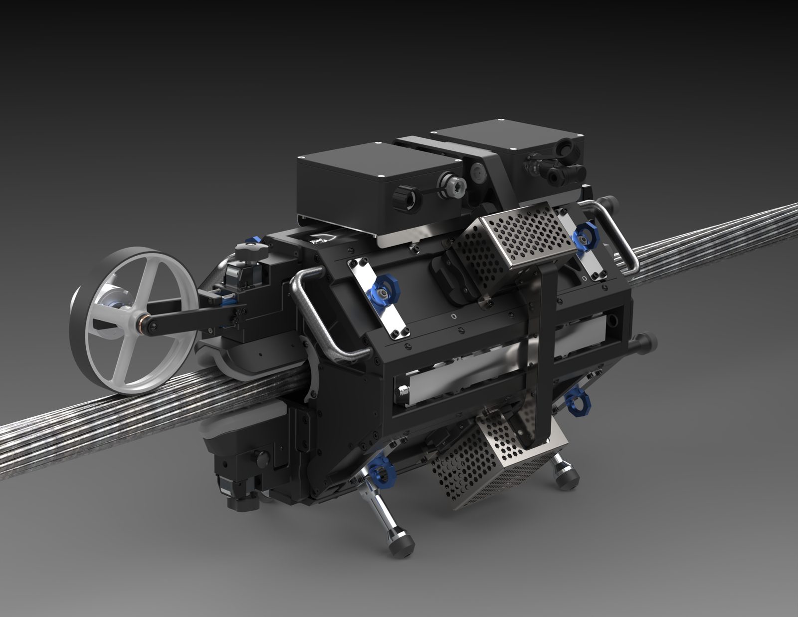 VisionTek XS — Rendu 3D du dispositif compact d'inspection vidéo sur câble